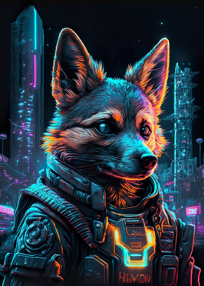 Dog Human Cyberpunk