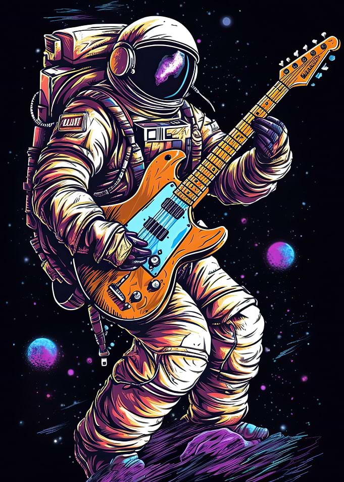 astronaut playing guitar