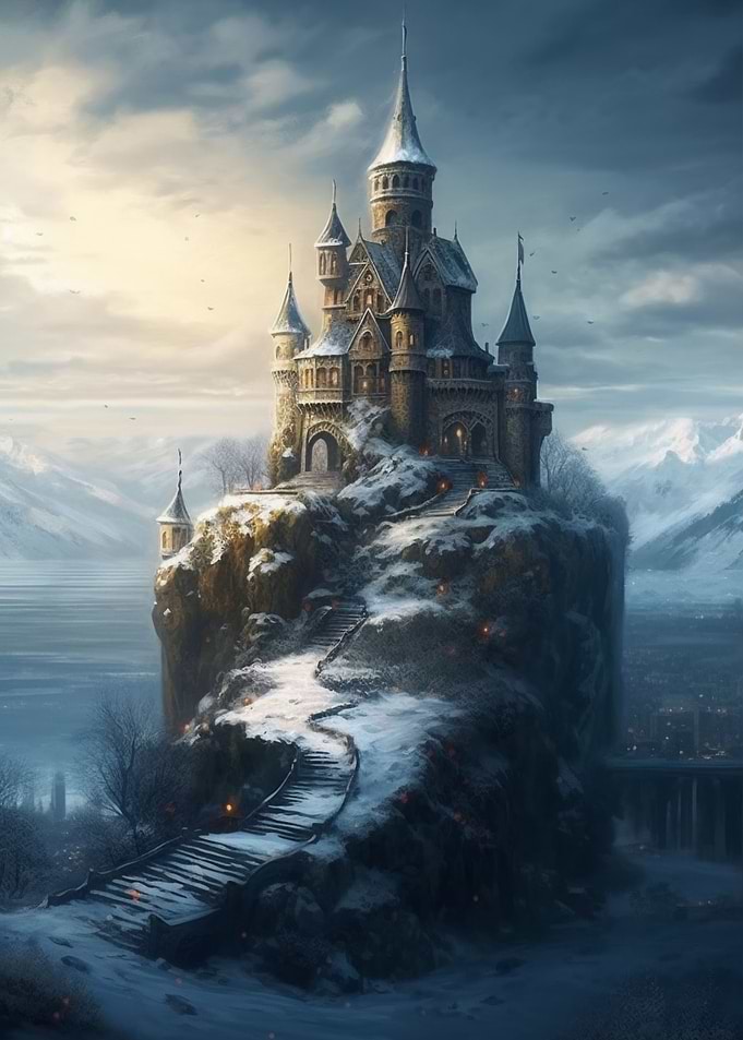 castle snowy landscape