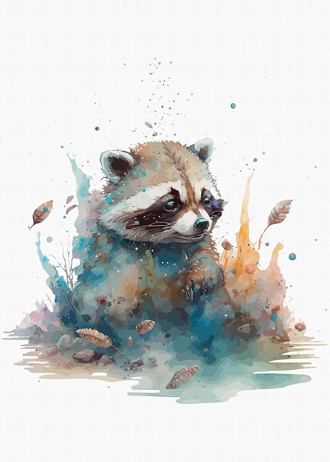 Raccoon in watercolor