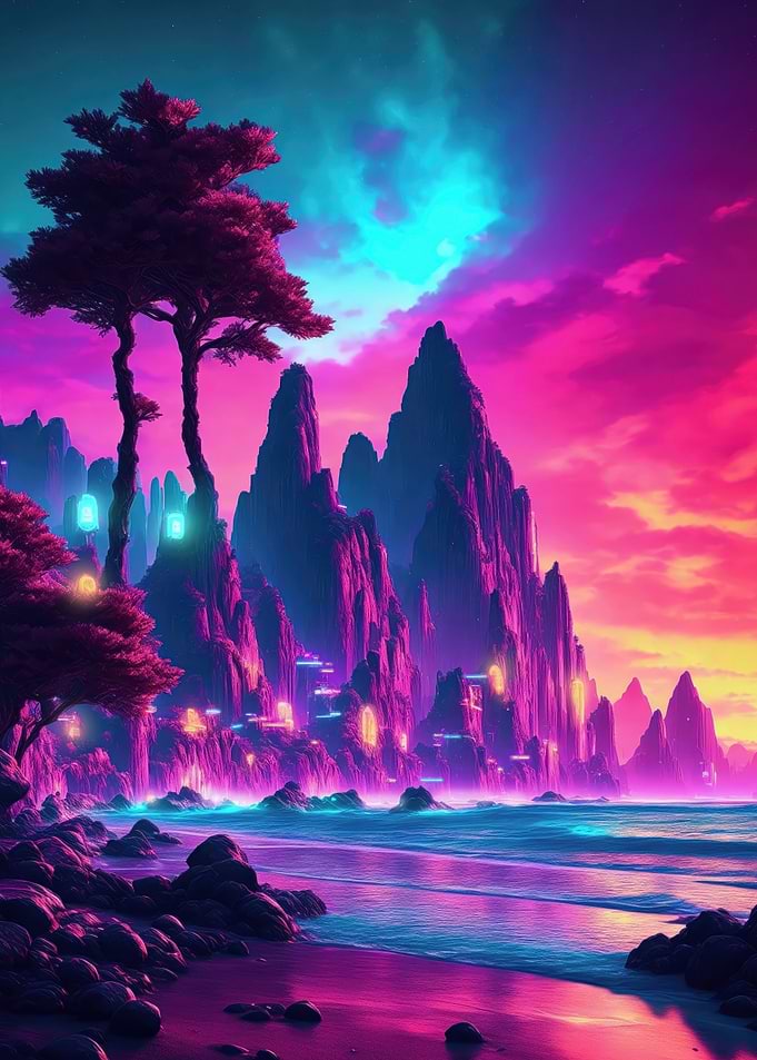 Synthwave Beach Sunset