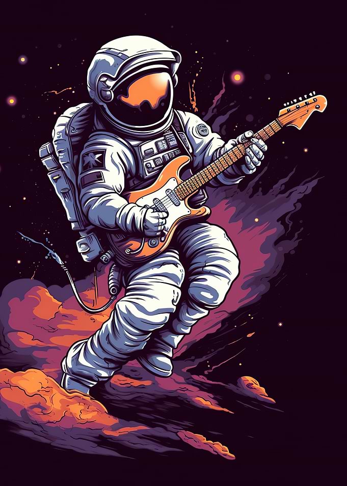 astronaut playing guitar