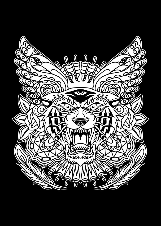 Tiger Butterfy Trad BnW