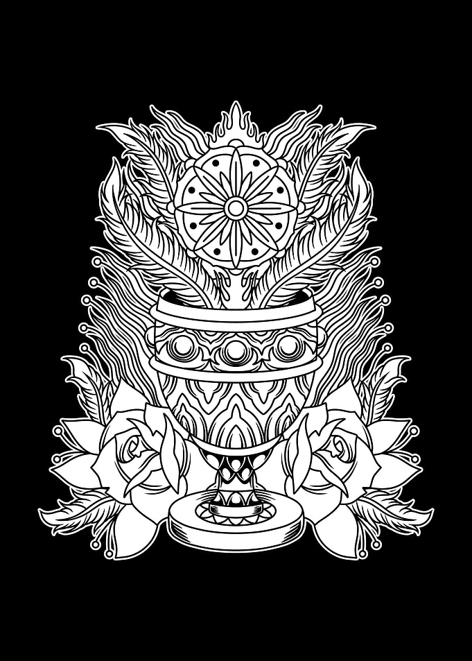 Cup Tattoo BnW