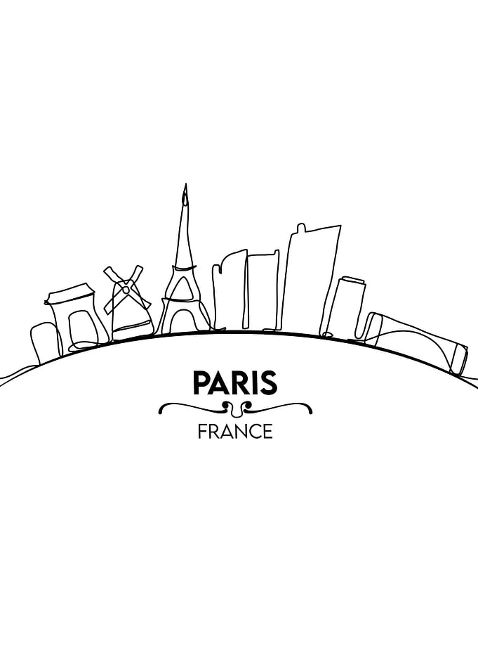 One line art paris