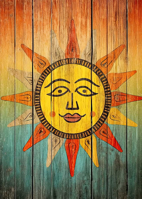 Aztec Sun — living room metal wall art