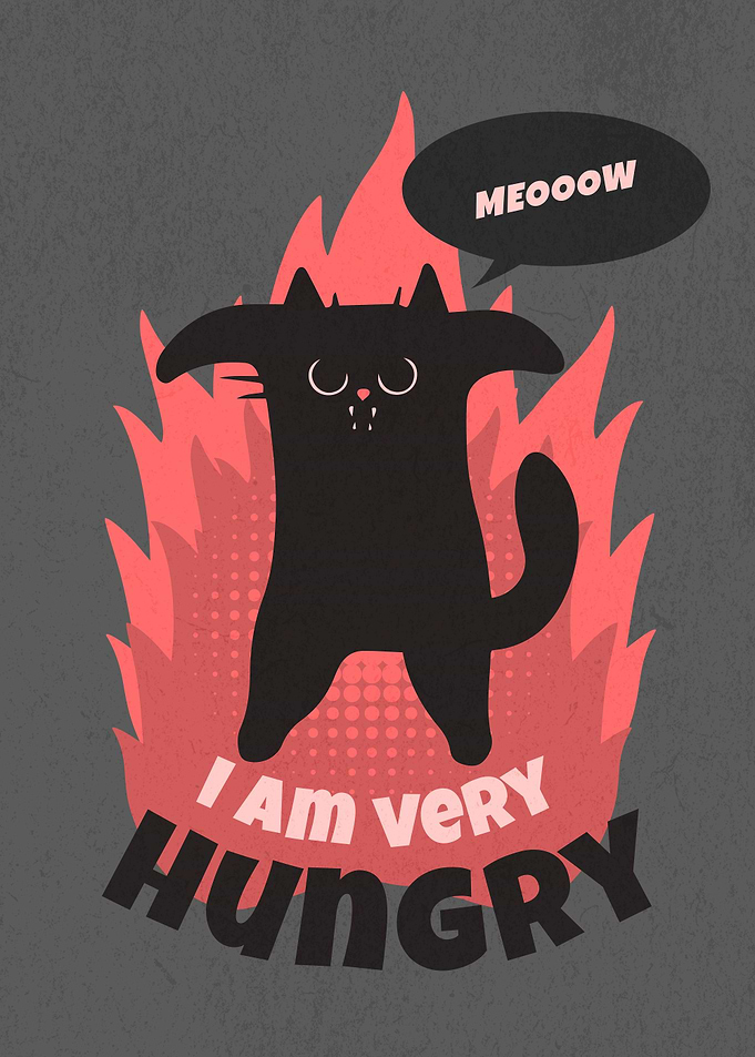 Funny I Am Hungry Cat