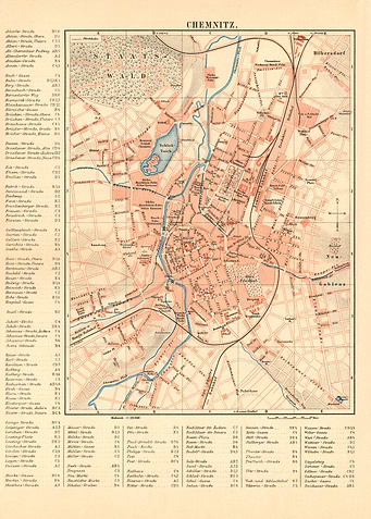 Vintage Map Chemnitz 19 Jh