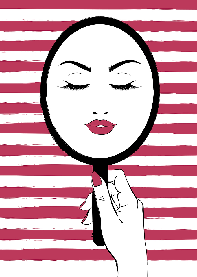 Red mirror lady