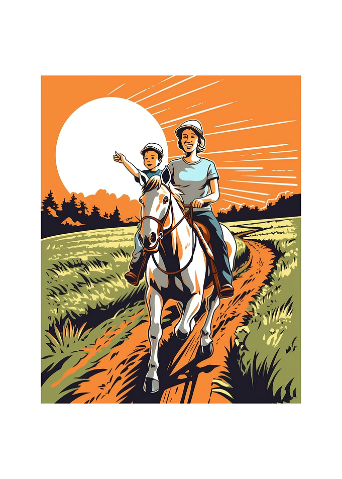 Horse Rider Mom Mother Son