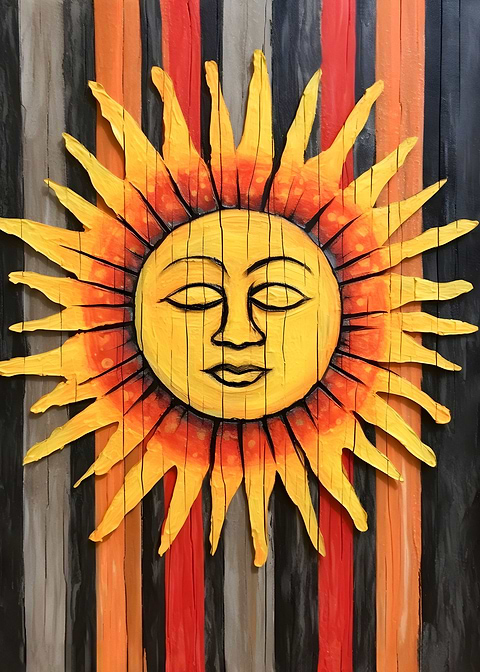 Colorful Aztec Sunburst — metal poster wall art