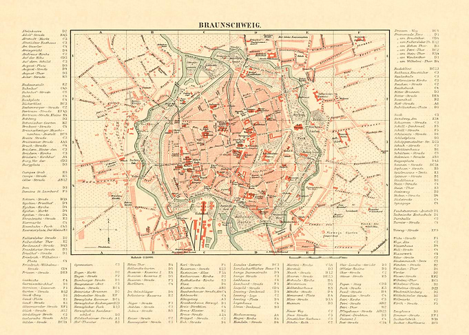 Vintage Map Braunschweig
