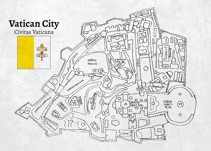 Handdrawn Vatican Map