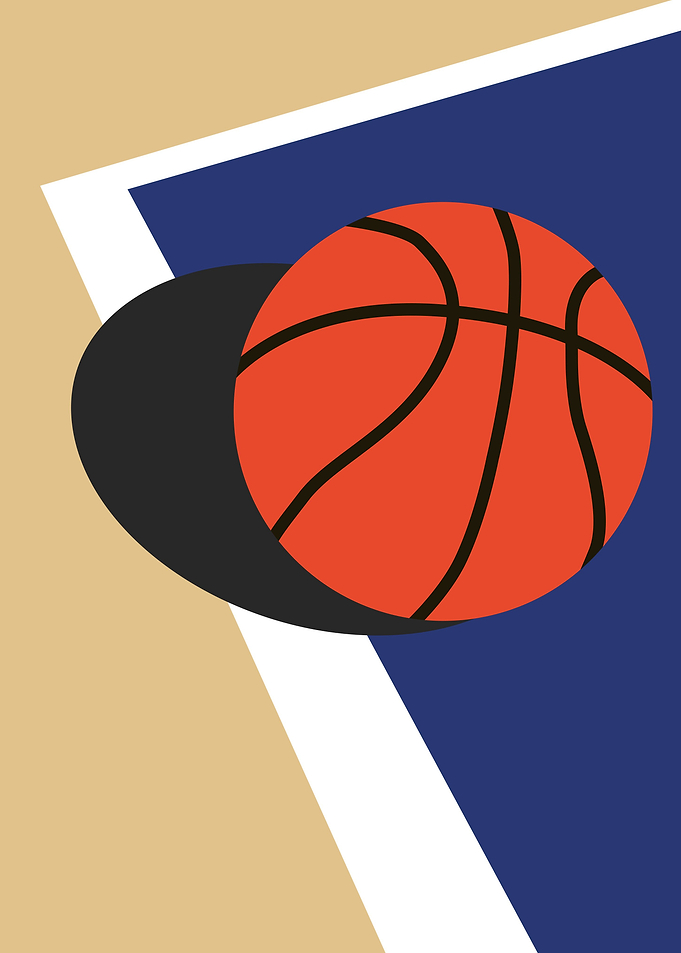 basketball on the court