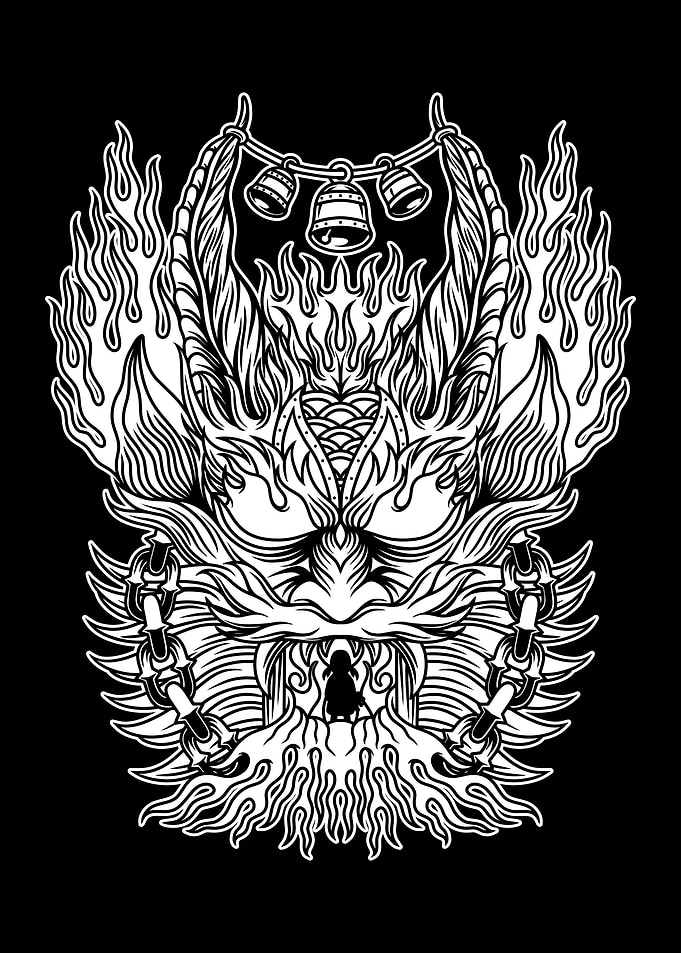 Demon Tattoo BnW