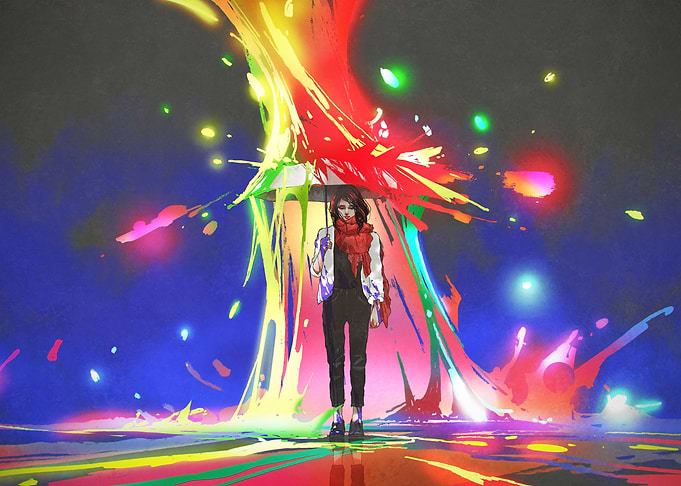 colored splashes
