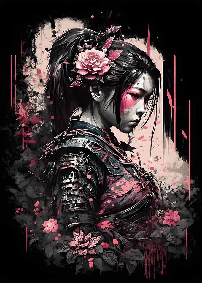 Samuarai geisha flowers