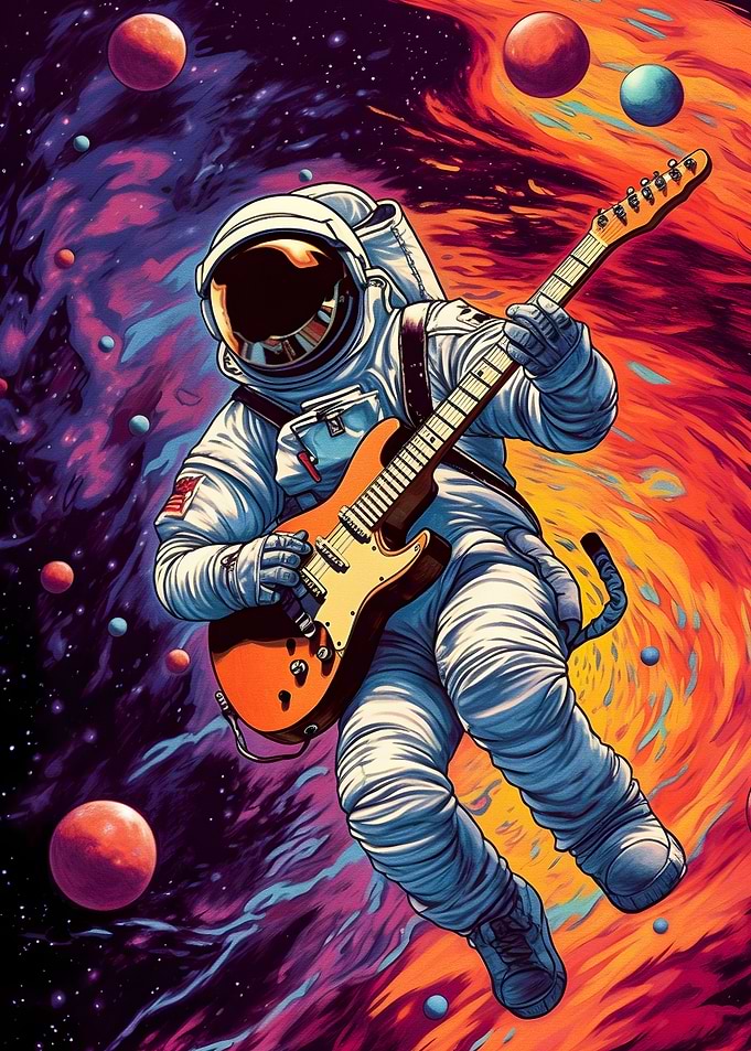 Astro playing guitars