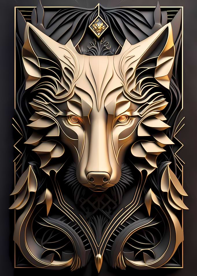 Majestic Golden King Wolf