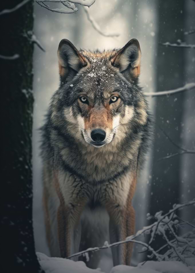 Wolf in Snowy forest