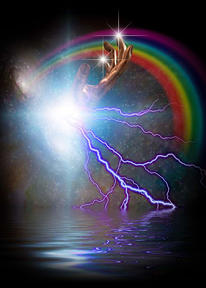 Galaxy and rainbow