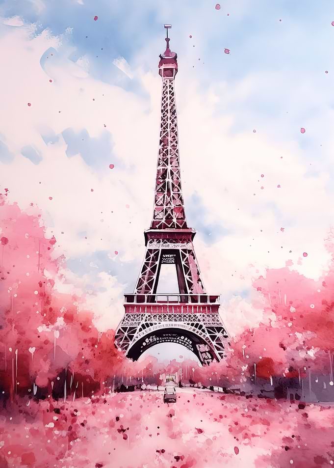 Eiffel Tower Pink and Blue