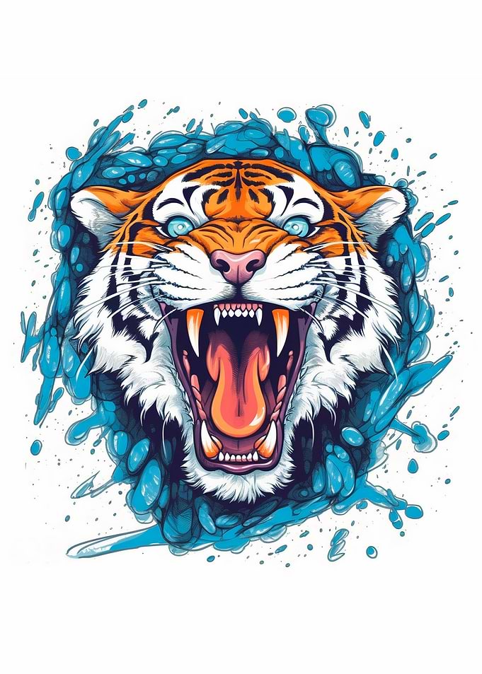 Screaming tiger with wild