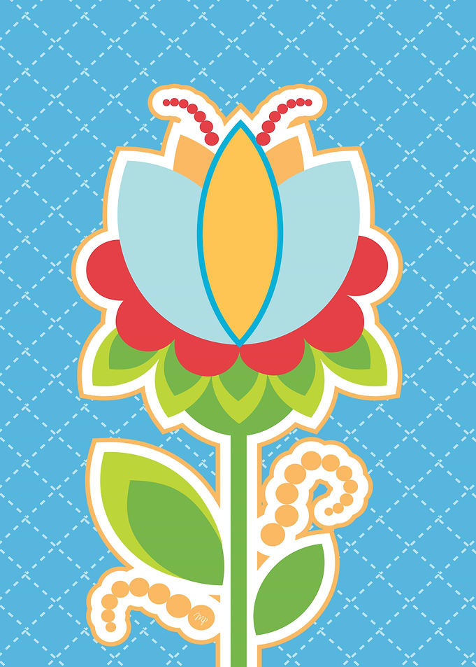 Colourful retro flower