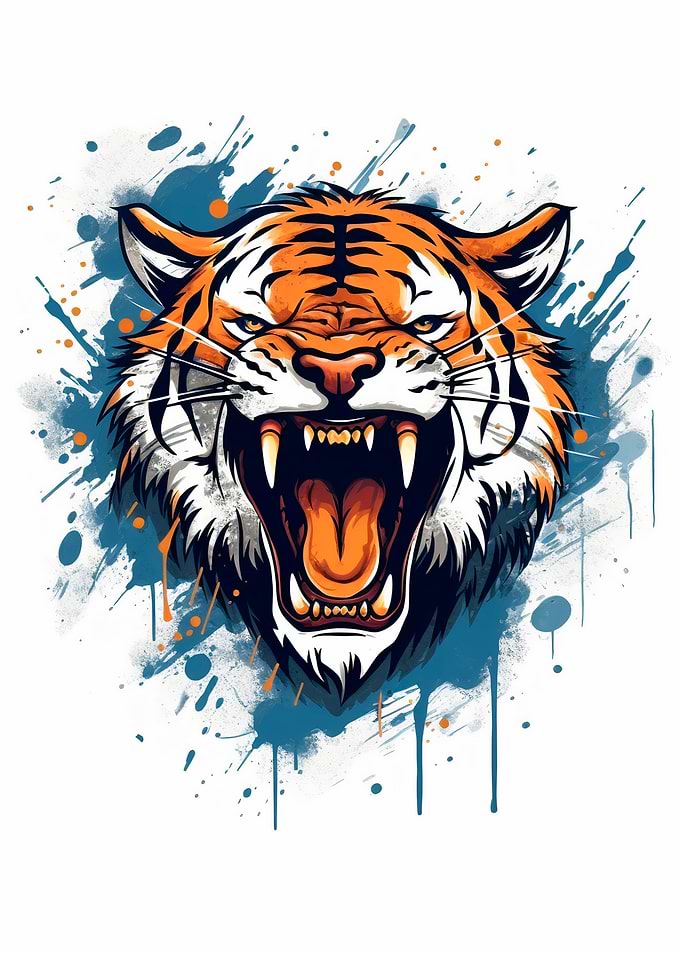 Screaming tiger with wild