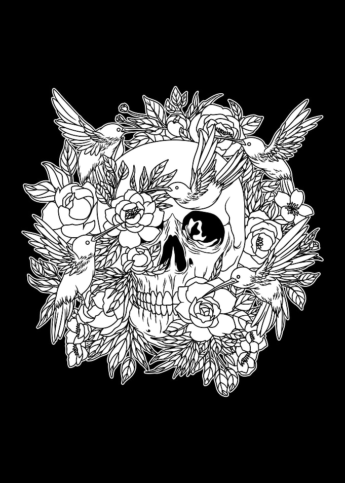 Skull Colibri BnW