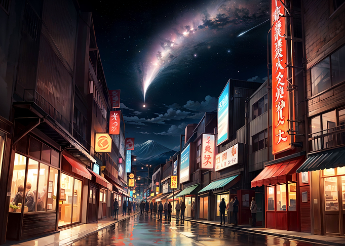 Fuji Landscape At night