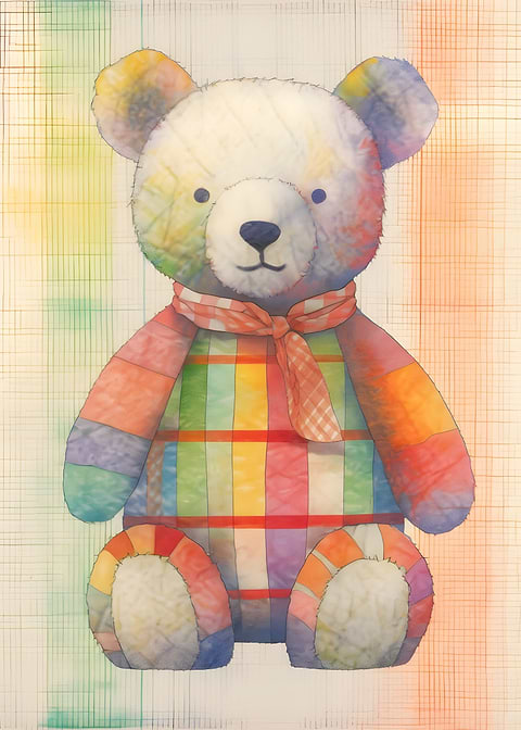 Teddy Bear Elegance — kids room metal wall art
