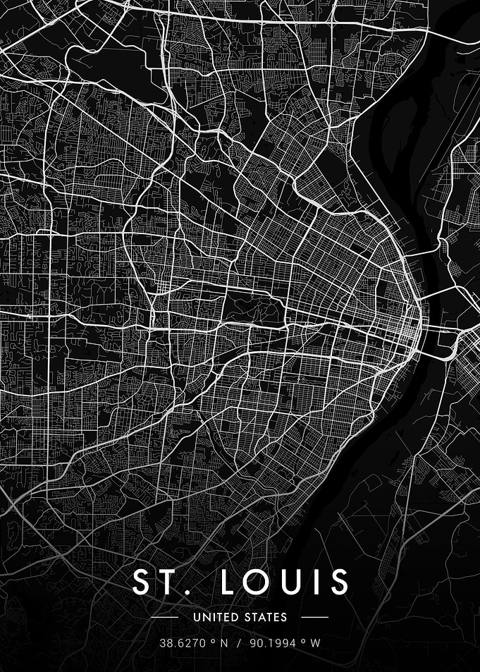 St Louis City Map Dark