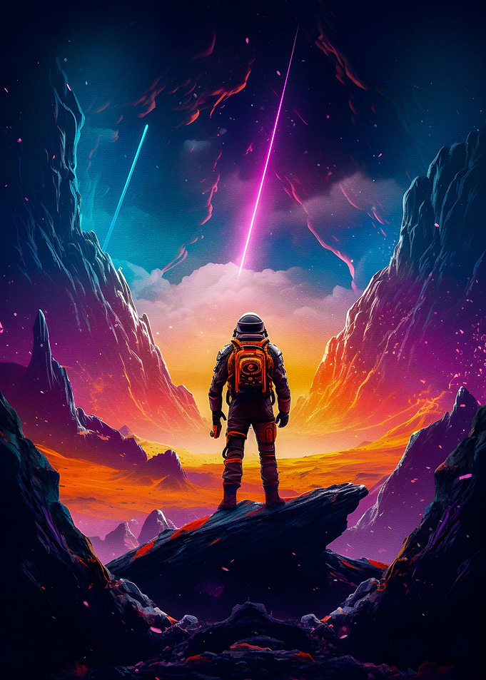 Astronaut colorful view