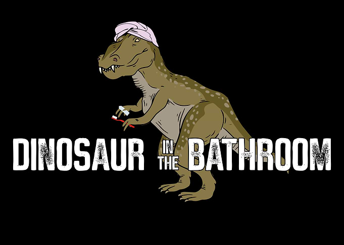 Dinosaur in the bathroom