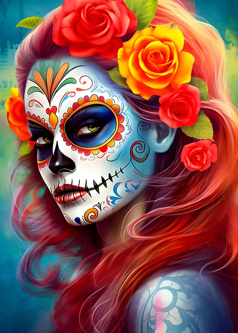 Glimmers of Life — sugar skull metal wall art