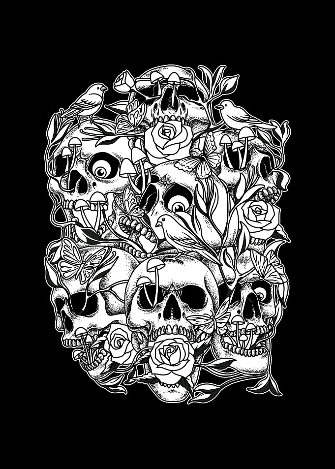 Stack Of Skulls BnW