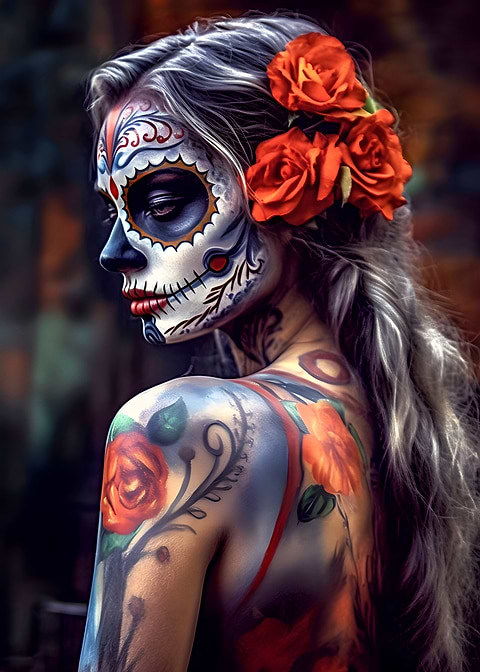Spectral Splendor — sugar skull metal wall art