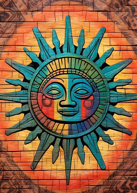 Radiant Aztec Sun — metal poster wall art