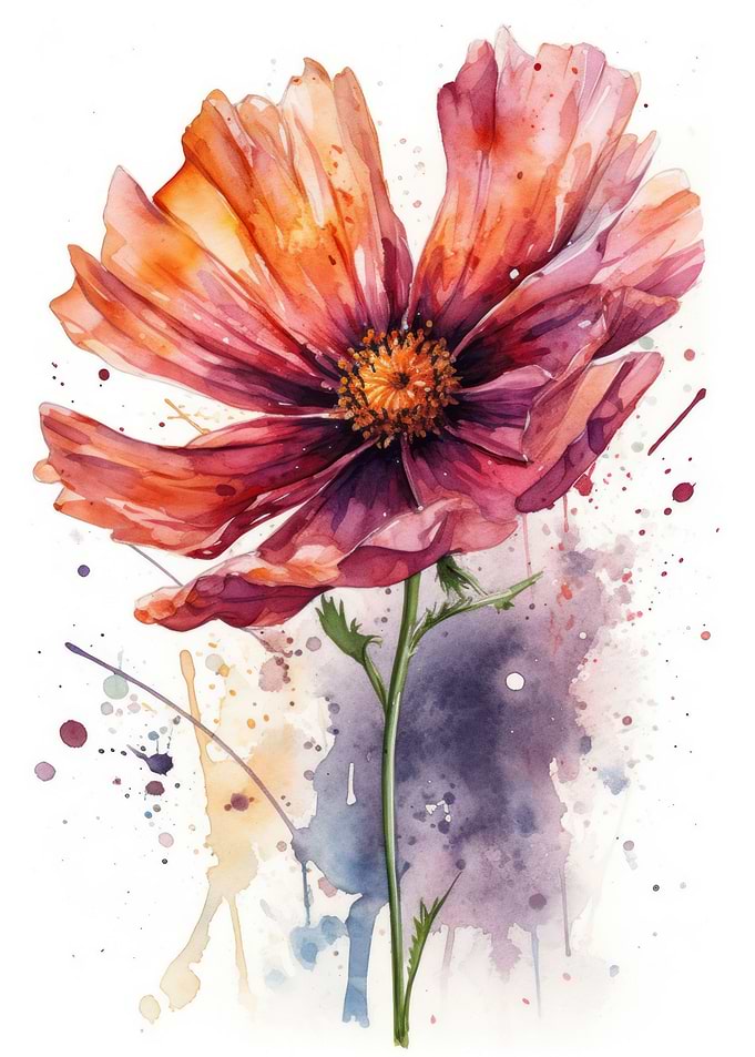 Cosmos Flower Painting