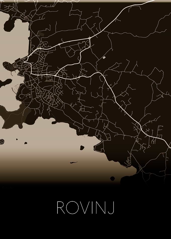 Rovinj gold and black map