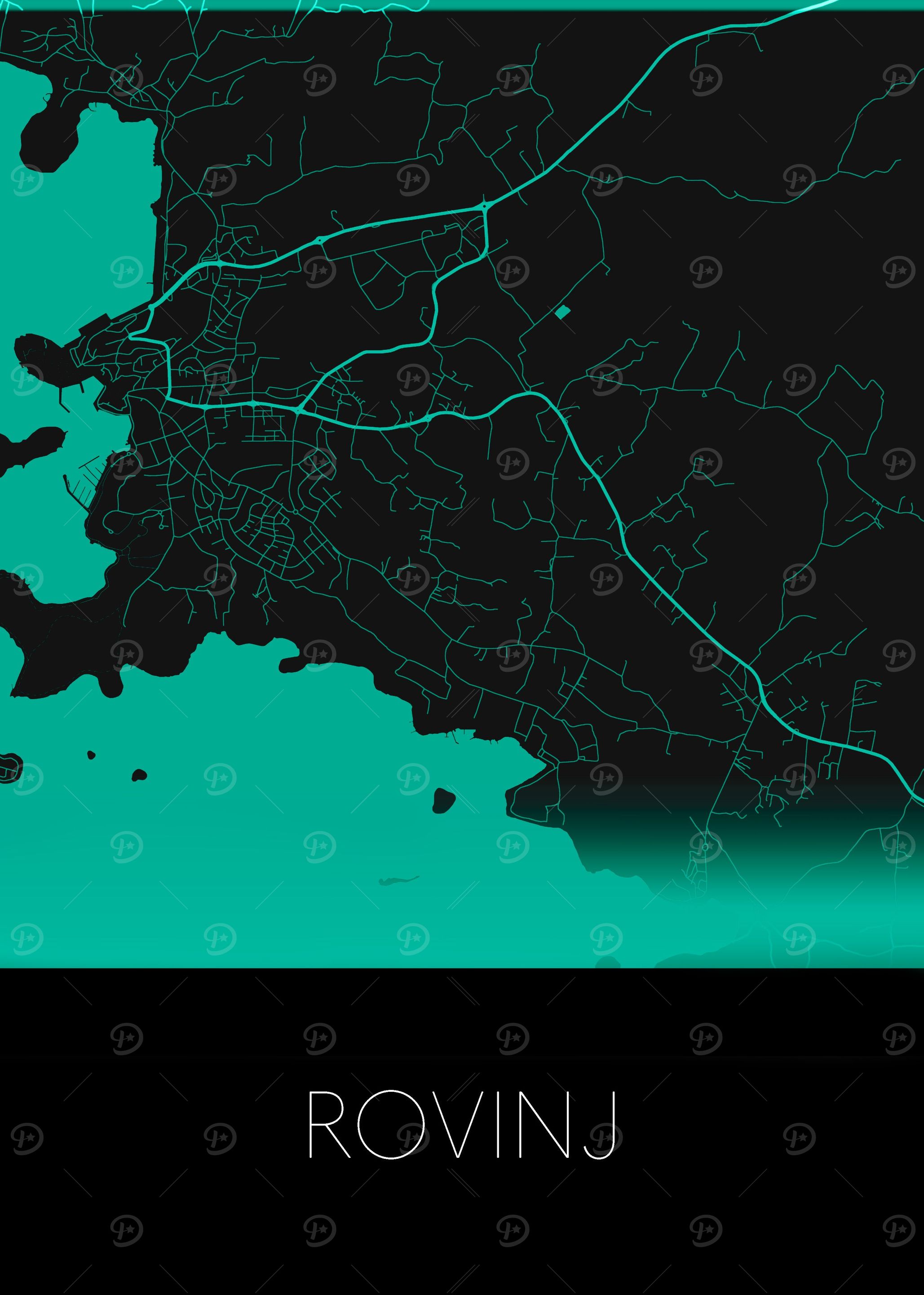 Rovinj black and green map