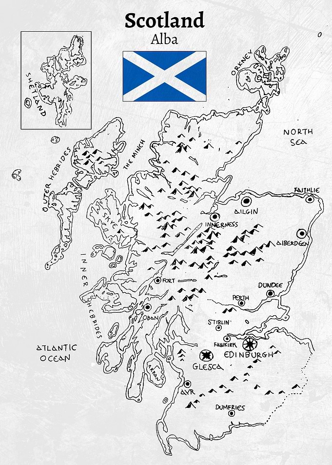 Handdrawn Scotland Map
