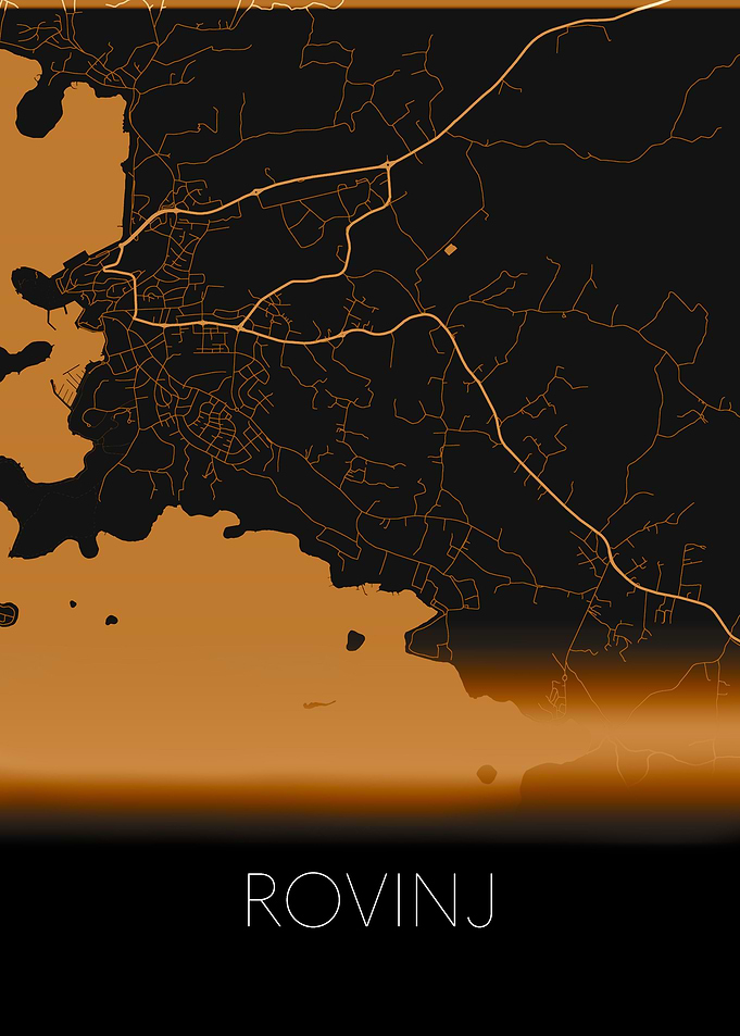 Rovinj red and black map