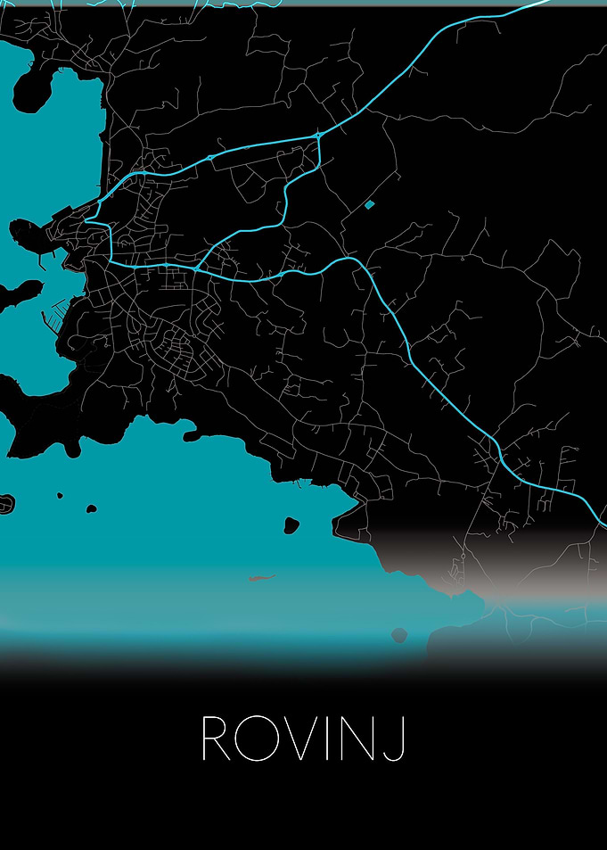 Rovinj Black and blue map