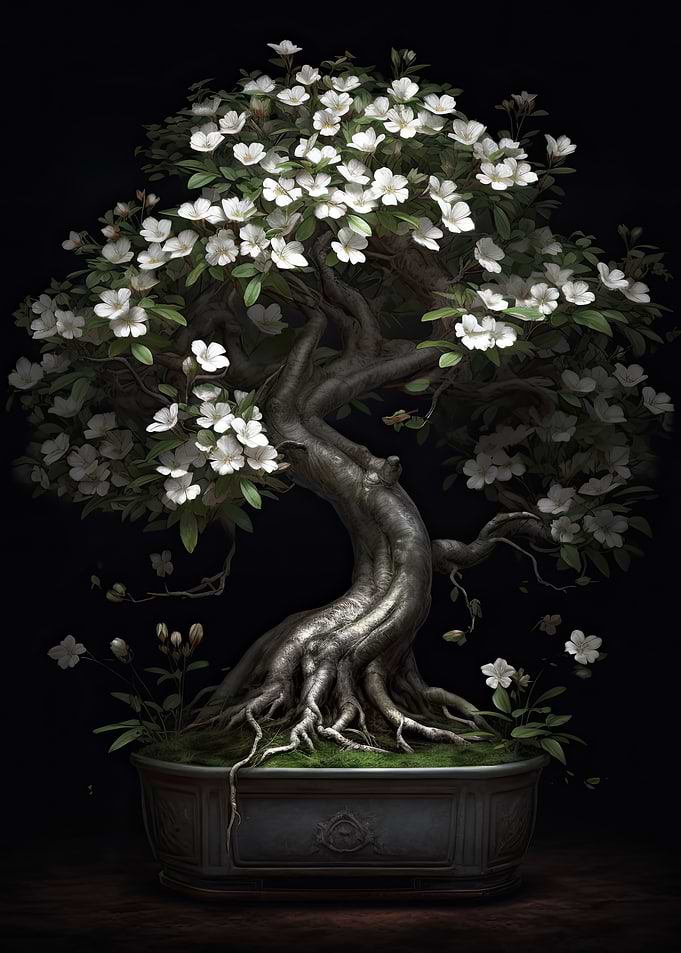 White Flower Bonsai Tree