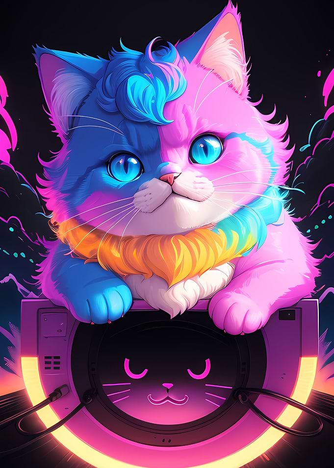 cute cat retro style