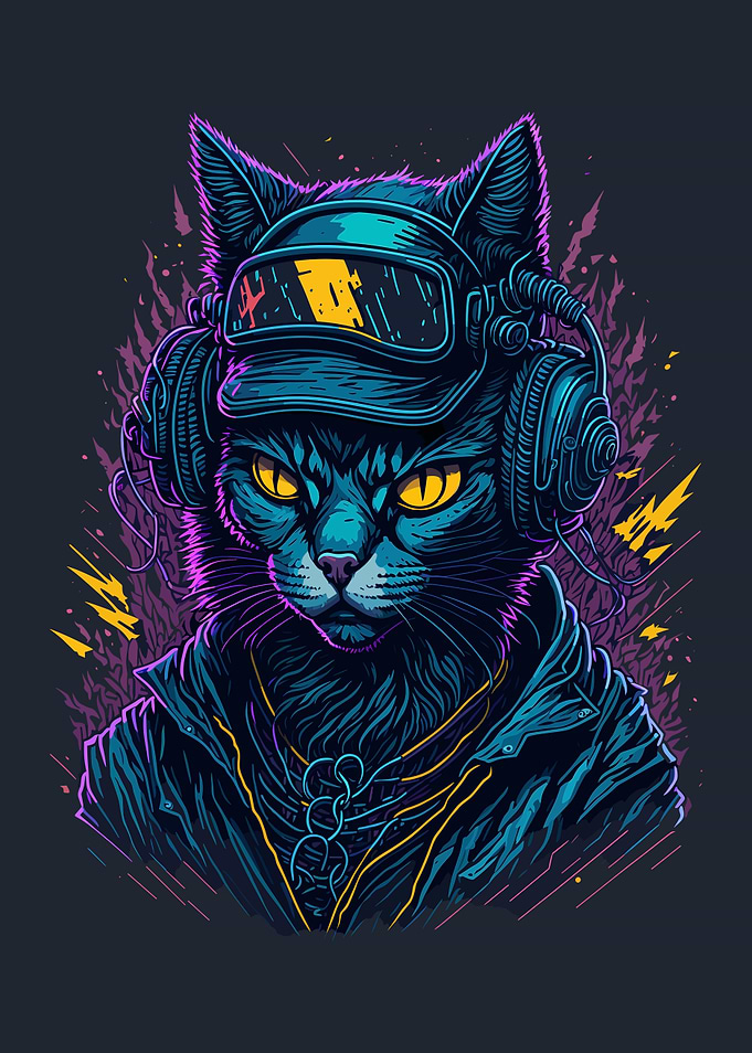 Cool Cat Wearing Headphone