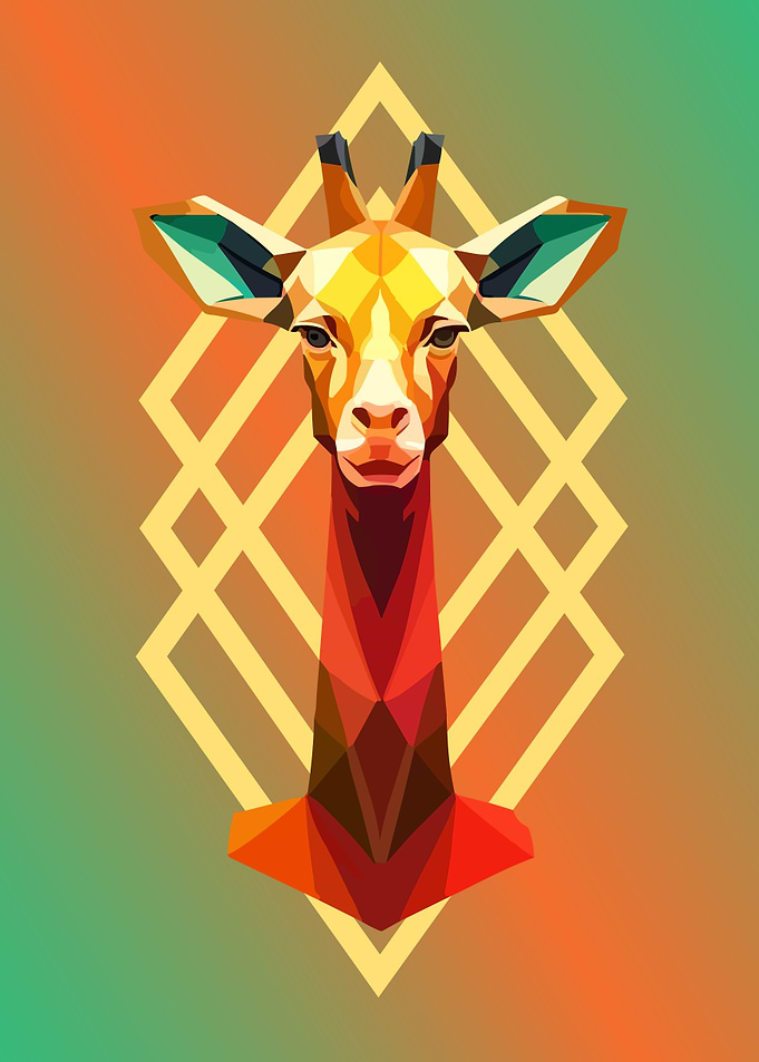 Low poly beauty giraffe