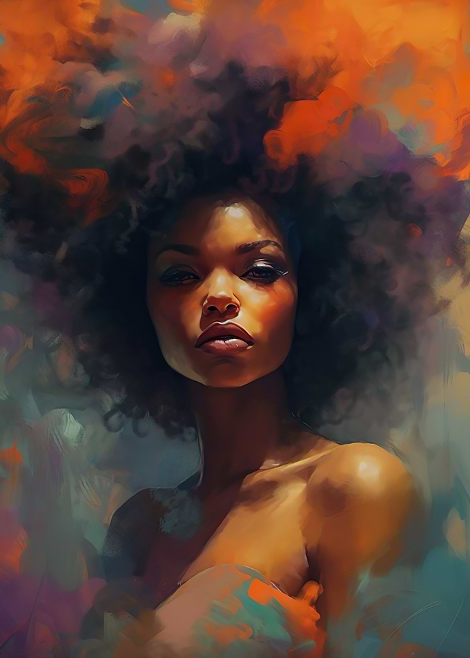 Abstract Afro Woman Art